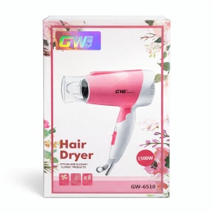 Uscator de par GW-6510, 1500W, 2 trepte viteza, duza concentrare, roz cu alb - Img 2