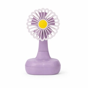 Ventilator birou tip floare margareta, oscilant 90°, 3 viteze, lumina LED, sertar cablu, USB-C, mov