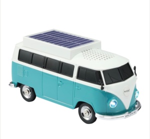 Boxă portabilă Bluetooth WSTER în formă de microbuz retro, cu încărcare solară, turcoaz
