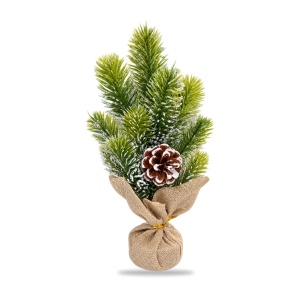 Brad decorativ artificial de Craciun cu con, bază din iută, 38 cm - Img 2