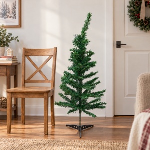 Brăduț de Crăciun artificial, 90 cm, verde, din plastic, cu suport metalic inclus - Img 4