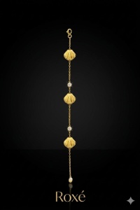 Bratara premium aurie ROXE cu scoici elegante si cristale fine, reglabila 17.5+5 cm - Img 2
