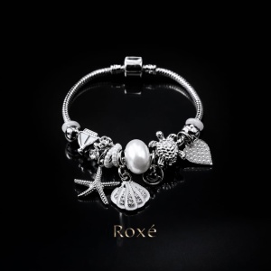 Bratara ROXE argintie cu stea de mare scoica si testoasa charmuri elegante - Img 3