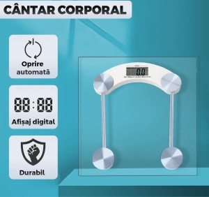 Cântar personal digital cu suprafață de sticlă, transparent - Img 3