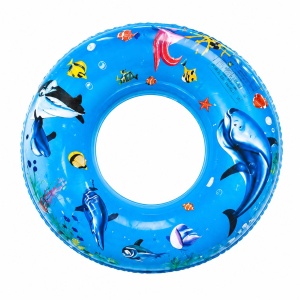 Colac gonflabil copii cu delfini, 100 cm, albastru, pentru piscina si mare