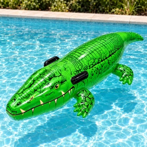Colac Gonflabil Crocodil Verde 134 cm – cu Mânere, pentru Piscină și Plajă - Img 5