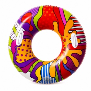 Colac gonflabil multicolor pentru copii si adulti, 90 cm, ideal piscina si mare