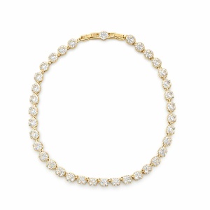Colier dama ROXE lux auriu cu cristale rotunde, stralucire intensa, 40 cm