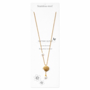 Colier Roxé auriu cu pandantiv scoică și perle – material inoxidabil, 40 cm, reglabil