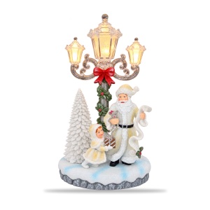 Decorațiune de Crăciun cu lumini și sunete, model cu Moș Crăciun și felinar, 19x9 cm - Img 2