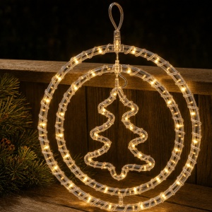 Decorațiune luminoasă de Crăciun, model brăduț, LED alb cald, pentru exterior, 220V, 34x33cm - Img 3