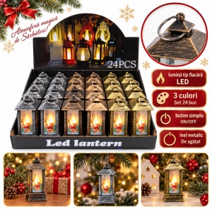 Felinar decorativ de Crăciun cu LED, set 24 de bucăți, 4x9 cm