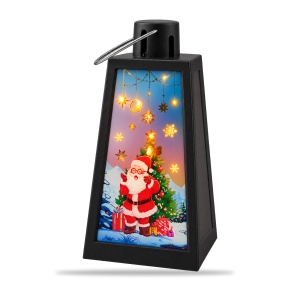 Felinar decorativ de Crăciun cu LED și muzică,din plastic, negru, 19x8,5 cm - Img 2