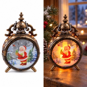 Felinar LED decorativ de Crăciun cu Moș Crăciun, set de 12 bucăți, plastic, 14.5 x 10cm - Img 2