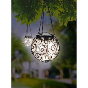 Felinar solar LED pentru grădină, metal și sticlă, negru, design spirală - Img 5