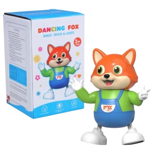 Figurina interactivă Vulpe Dansatoare cu muzică și lumini, din plastic, 13,5x21x13 cm