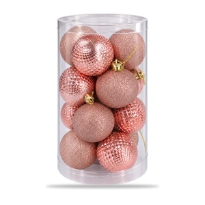 Globuri de Crăciun set 16 bucăți, rose-gold, diverse modele, plastic, 16x8 cm - Img 2