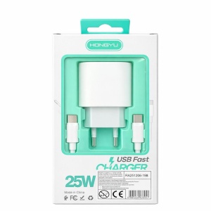 Încărcător priză Hongyu 25W Fast Charger cu cablu USB-C, încărcare rapidă