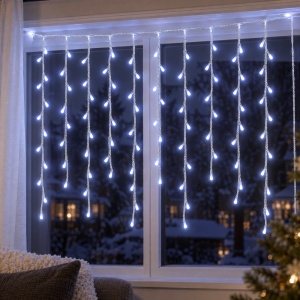 Instalație Crăciun ploaie, 3 m, fir alb 3 m, 320 LED, alb rece, jocuri de lumini, interconectabilă - Img 3