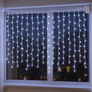 Instalație Crăciun ploaie, 3 m, fir alb 3 m, 320 LED, alb rece, jocuri de lumini, interconectabilă - Img 5