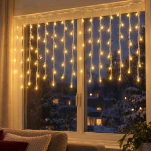 Instalație de Crăciun tip ploaie, 240 LED alb cald, 3 m, fir 2 m, interconectabilă - Img 4