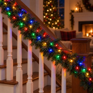 Instalație de Crăciun tip rolă, 50 m, 240 LED-uri multicolore, fir negru - Img 4
