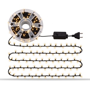Instalatie LED de Craciun tip rola, 50m, 400 LED, lumina alb cald, fir negru - Img 2