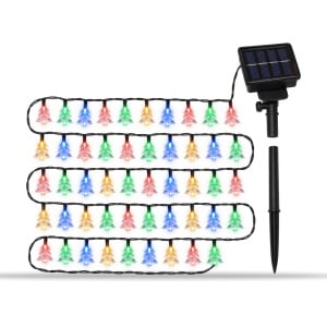 Instalație LED solară tip liniar, 50 LED multicolore, 10 m, fir negru, model LED Cu Braduti - Img 5