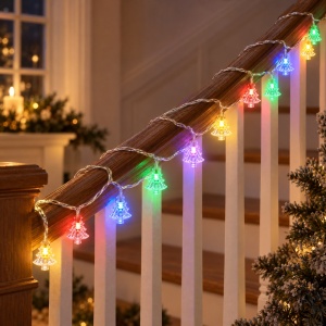 Instalație LED tip liniar, 4 m, 20 LED in forma de braduti, multicoloră, fir alb, interconectabilă - Img 2
