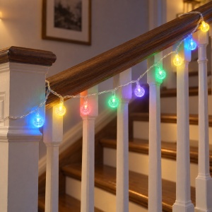 Instalație LED tip liniar, 4 m, 20 LED-uri cu model globulet, multicoloră, fir alb, interconectabilă - Img 9