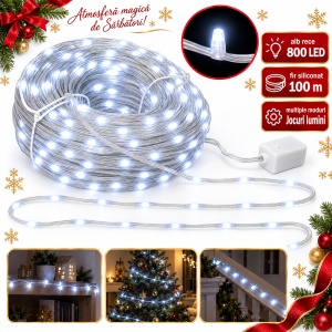 Instalație LED Tip liniară din sarma siliconata, 100 m, 800 LED alb rece - Img 6