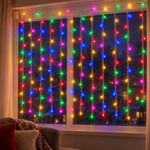 Instalație LED tip ploaie, 240 LED multicolore, 6 m, fir alb , interconectabilă - Img 3