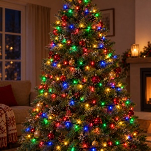 Instalație LED tip rolă, 100 m, 480 LED multicolore in forma de diamant, fir negru - Img 3