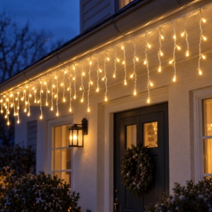 Instalatie LED tip turturi, 200 LED, 8m, interconectabila, LED alb cald, interior/exterior - Img 2