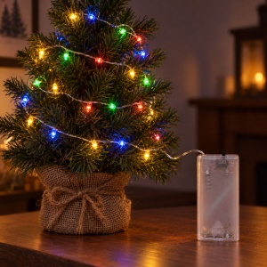 Instalație luminoasă LED pe fir, 30 LED-uri, 3 m, multicoloră, cu baterii neincluse - Img 4