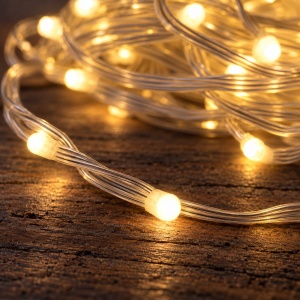 Instalație luminoasă liniară de Crăciun, 400 LED-uri, 50 m, fir siliconat, alb cald - Img 7