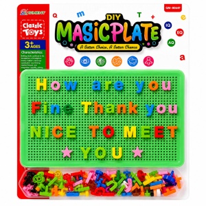 Joc Educativ pentru Copii cu Pioni și Litere Colorate – Tablă Verde Perforată, 3+ Ani