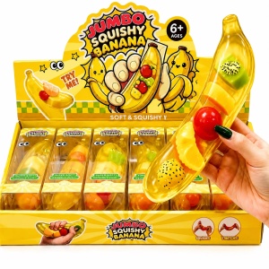 Jucărie Antistres Squishy Banană cu Fructe – Jumbo, Moale și Elastică, 6+ Ani - Img 2