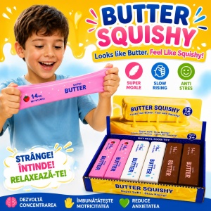 Jucărie Antistres Squishy Butter Colorat , 23cm Super Moale, Elastică, Model Aleatoriu - Img 2