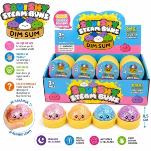 Jucărie Antistres Squishy Dumpling cu Sclipici și Bile din Gel 4,5 cm