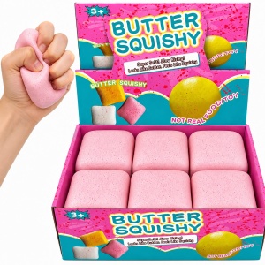 Jucărie Antistres Squishy Pâinică Toast Roz – Moale, Elastică și Slow Rising - Img 3