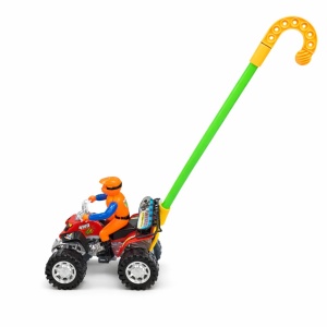 Jucarie de impins ATV cu figurina si roti mari, model interactiv copii