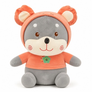 Jucarie de plus catelus 45 cm – plus moale, design adorabil cu hainuță roz