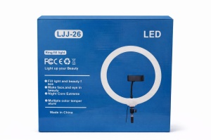 Lampă Ring Light LED LJJ-26 cu suport telefon, lumină reglabilă pentru selfie, video și make-up, Alb - Img 2