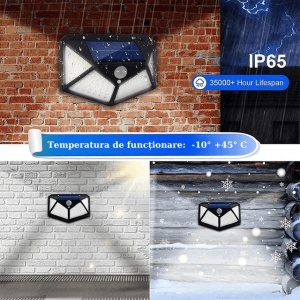 Lampa solară de perete LED, plastic, IP65, autonomie 35000 ore, neagră - Img 5