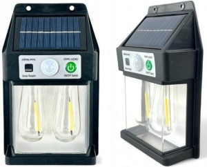 Lampă solară de perete VX, neagră, plastic, cu senzor de mișcare și panou solar eficient, 3W - Img 2