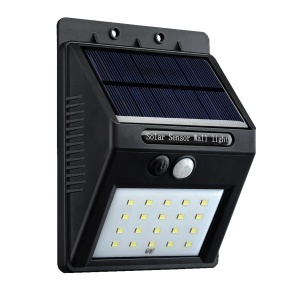 Lampă solară LED de perete din plastic, neagră, cu senzor PIR și senzor de noapte CDS - Img 2