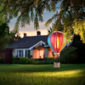 Lampă solară LED tip balon aer cald cu efect flacără, multicolor, plastic - Img 3