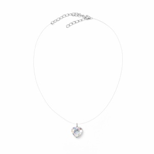 Lantisor invizibil Roxe reglabil 36cm cu pandantiv inimioara cristal
