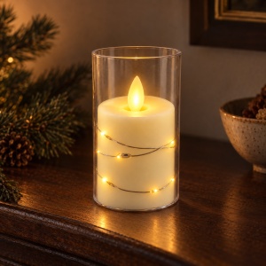 Lumânare LED decorativă în pahar, cu efect flacără, 10 cm - Img 3